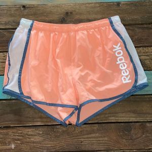 Reebok Peach Colored and White Athletic Shorts with Gray Trim